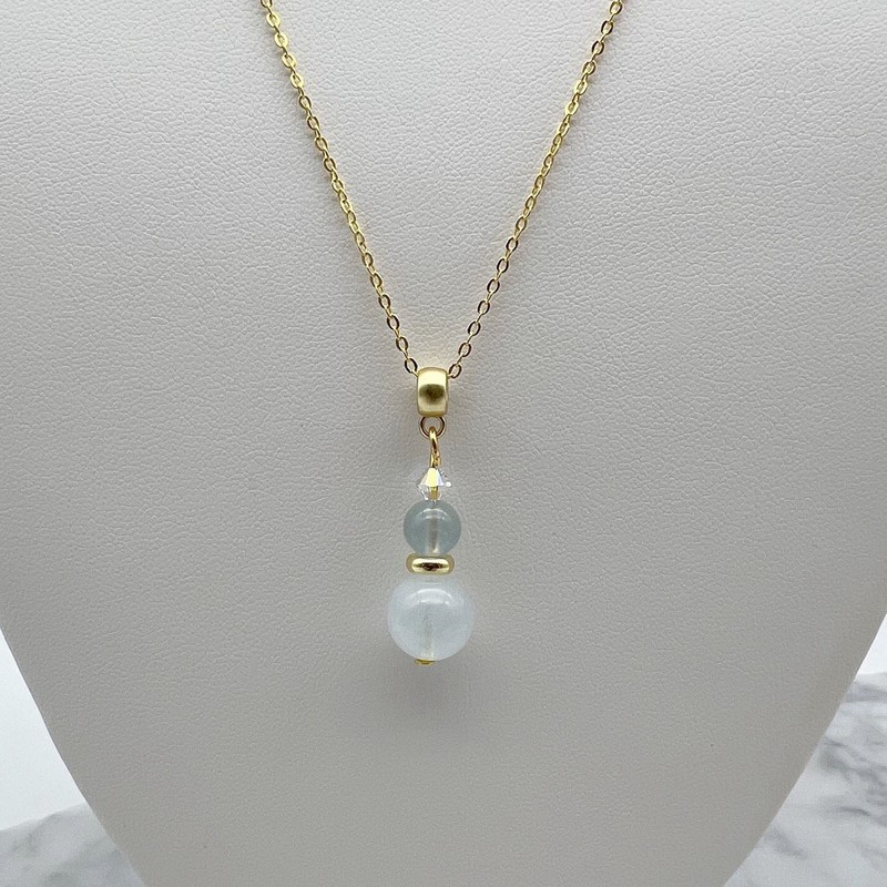Aquamarine & Swarovski® Austrian Crystal Gold Plated Pendant Necklace
