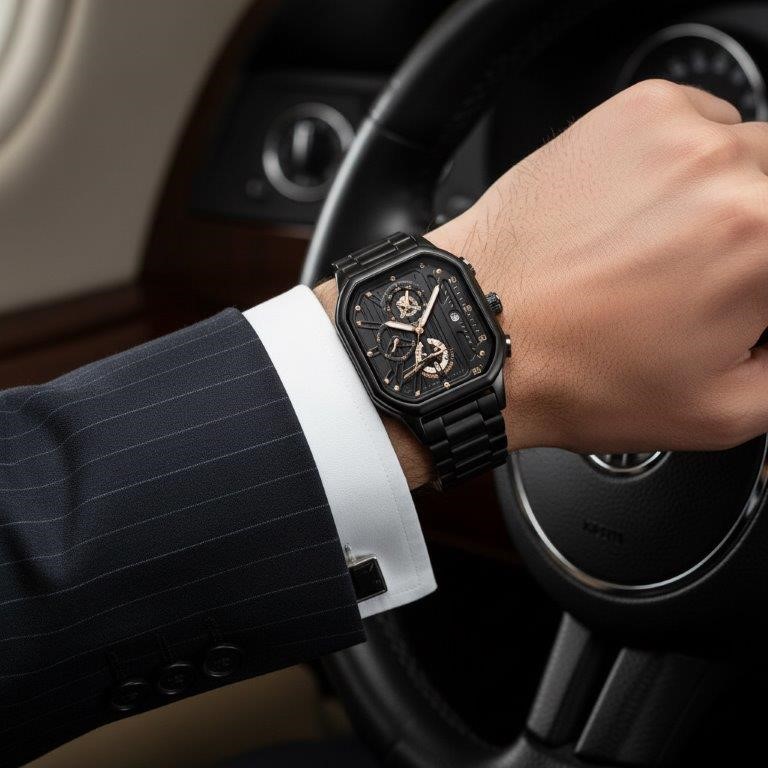 High Quality Simulated Diamond Men's Quartz Watch