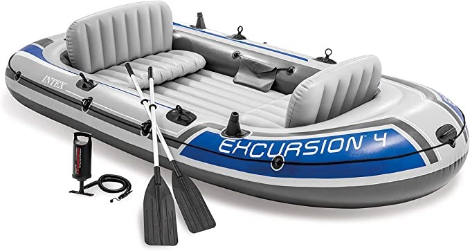 INTEX 68324NP Boat Set, Yellow White and Blue, 124" x65"x17".