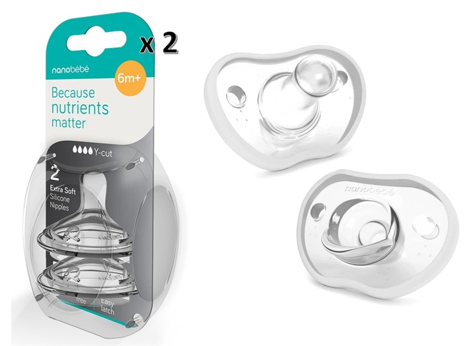 3 x Assorted NANOBEBE Products, Comprising: 2 x Flexy Silicone Bottles Nipp