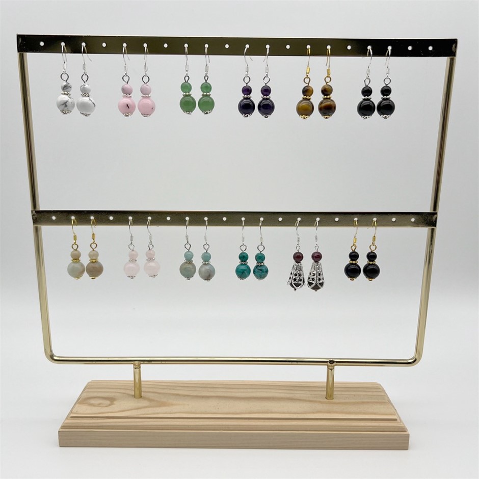 12 Pairs Gemstone Drop Earrings