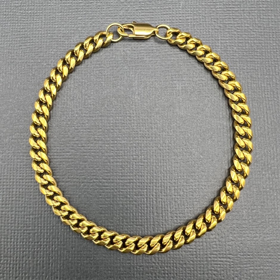 18K Gold-Filled Cuban Link Chain Bracelet, 6MM Wide - 17.8cm