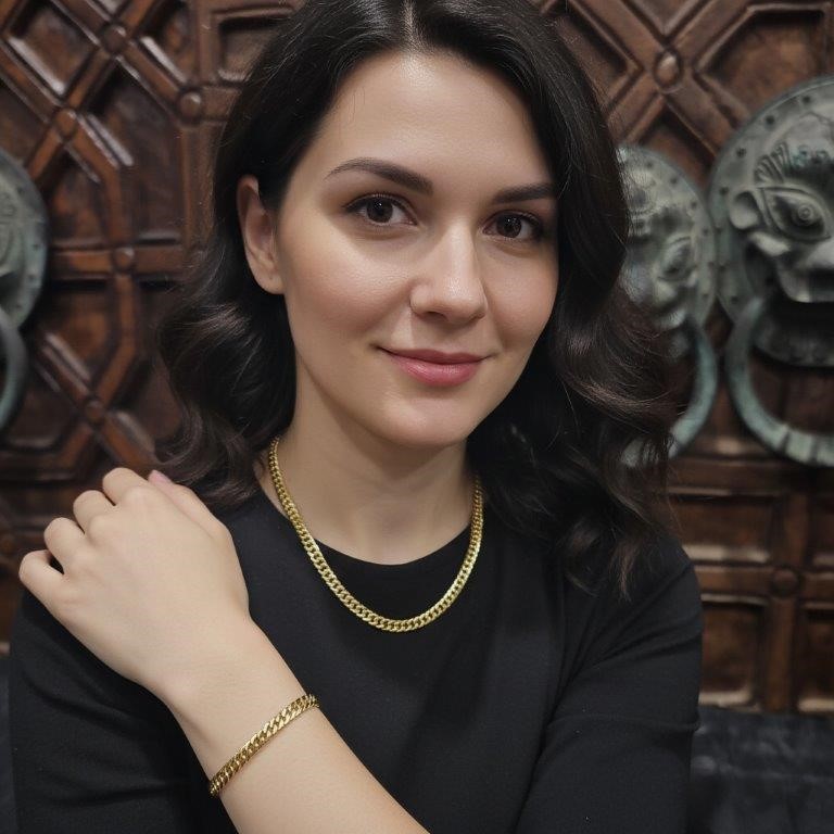 18K/Italy Stamped Set Solid Heavy Yellow Gold Filled Chain & Bracelet