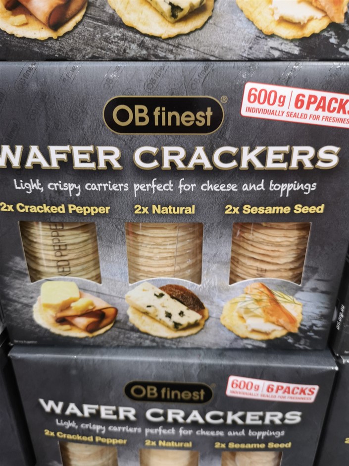2 Boxes x OB FINEST Wafer Crackers, 600g. NB: Damaged Outer Box, Some Packe