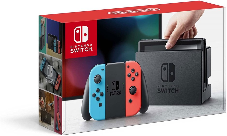 NINTENDO Switch Console with Neon Blue and Red Joy- Con. NB: Minor Use, Not