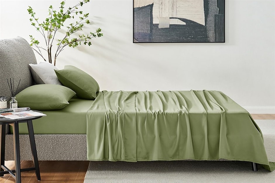 Ovela 1200TC Cotton Rich Quilt Cover Set (Oiled Green, Single)