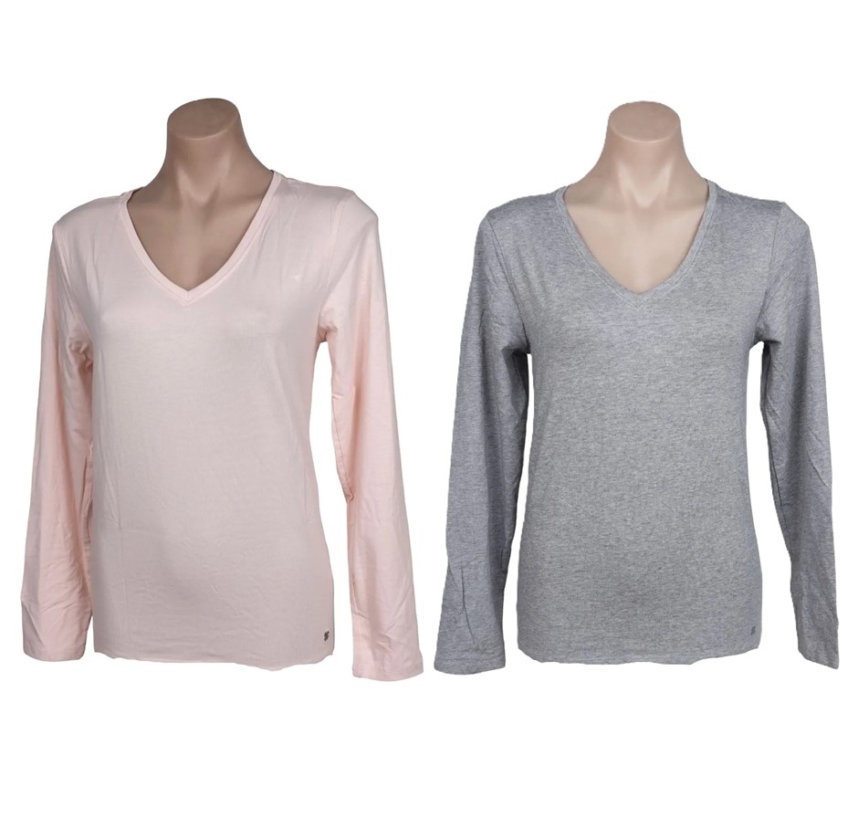 6 x LUCKY BRAND Women's Long Sleeve Lounge V-Neck, Size XL, 48%Cotton/48%Mo