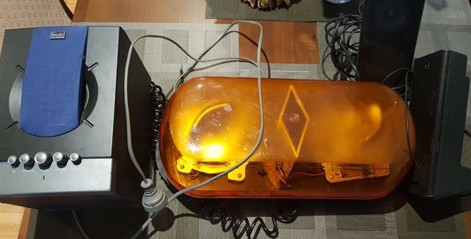 Hercules sub woofer , Beacon Siren Light , Logitech self Powered Speakers .