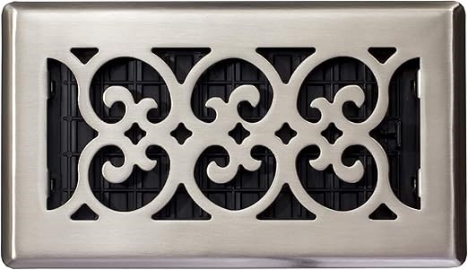 DECOR GRATES SPH408-NKL Floor Register, 4-Inch by 8-Inch, Brushed Nickel Fi