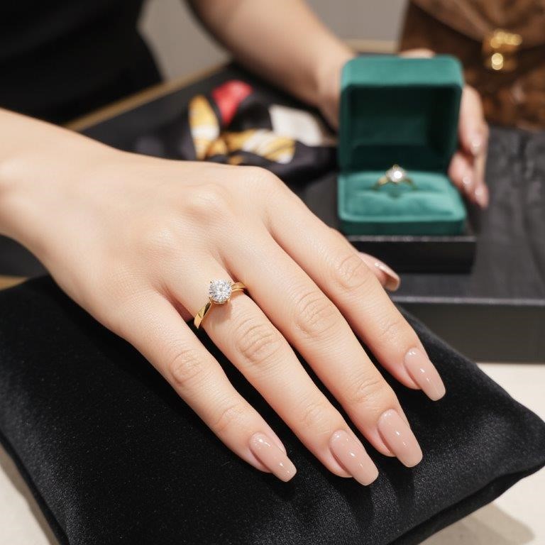 1.0ct GRA Moissanite white 18k Solid Yellow Gold Vermeil Ring -8US