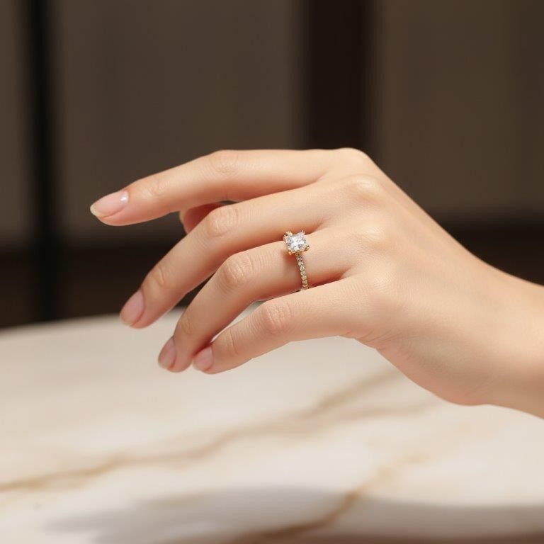 1.0ct GRA  Moissanite white  18k Solid Yellow Gold Vermeil  Ring  -8US