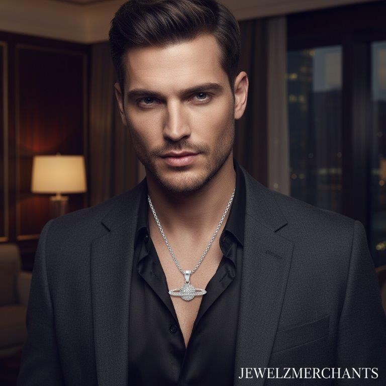 Italy 925 Silver  Hip Hop Men's Necklace (Stamps)-Free Chain