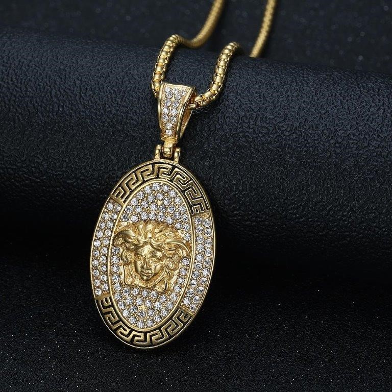 Italy 925 Silver Hip Hop Men's Necklace (Stamps)-Free Chain