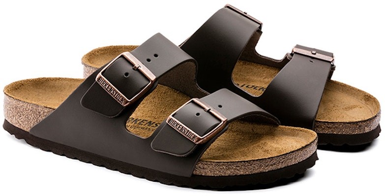 BIRKENSTOCK Arizona BS Sandals, Size 43, Natural Leather, Dark Brown. Buye