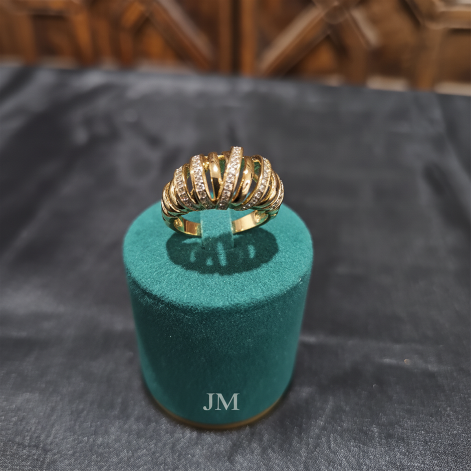 18K/ITALY Solid Yellow Gold Filled Ring -7 US