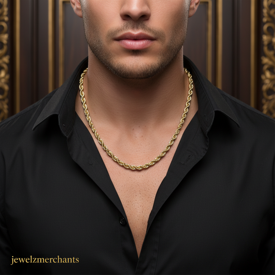 18k Italy Stamped Solid Heavy Yellow Gold Filled Rope Chain