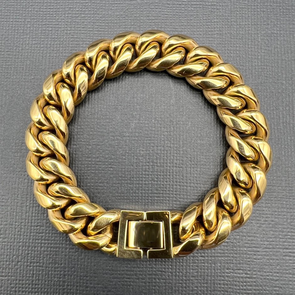 18K Gold-Filled Cuban Chain Bracelet, 14MM Wide - 17.8cm