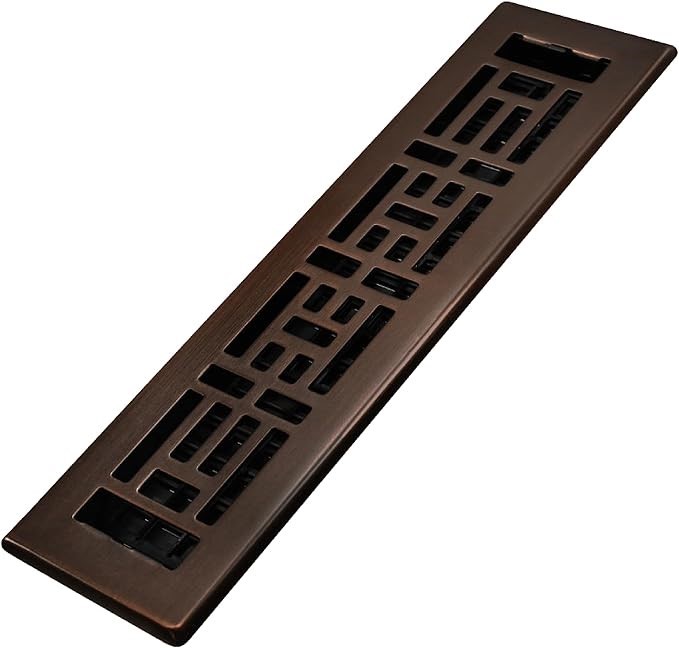 DECOR GRATES AJH212-RB Oriental Floor Register, 2x12 Inches, Rubbed Bronze