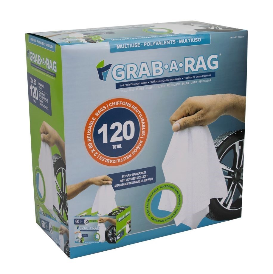 GRAB-A-RAG 120pc Count Microfibre Reusable Rags Cleaning Cloths. N.B: Damag