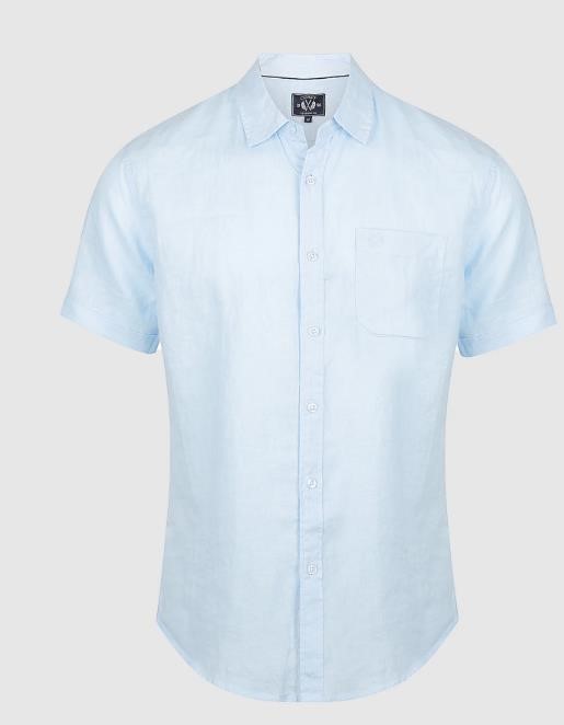 COAST Men's S/S Shirt, Size 2XL, 100% Linen, Sky Blue, 111329. NB: minor st