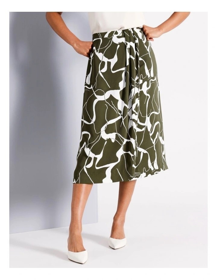 BASQUE Recycled Polyester Wrap Skirt. Size 14. Khaki/White. NB: pulled stit