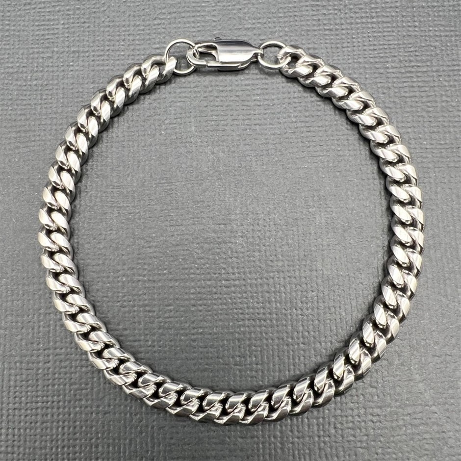 Silver-Filled Cuban Link Chain Bracelet, 6MM Wide - 20.3cm