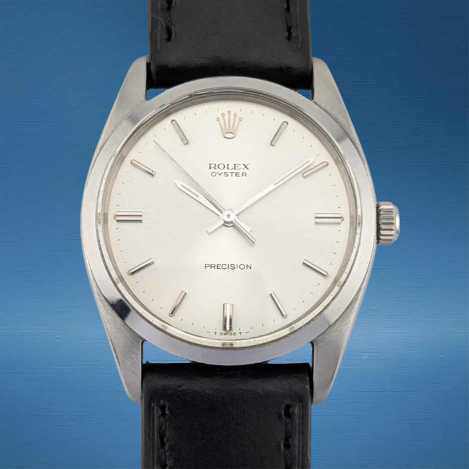 Rolex 6424 Vintage Oyster Precision Jumbo Silver Sunburst Dial 36mm WxO