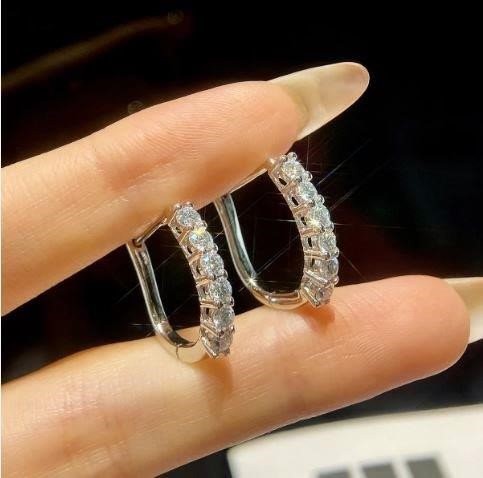 GRA Moissanite White Brilliant Cut 925 Sterling Silver Earrings-VVS1