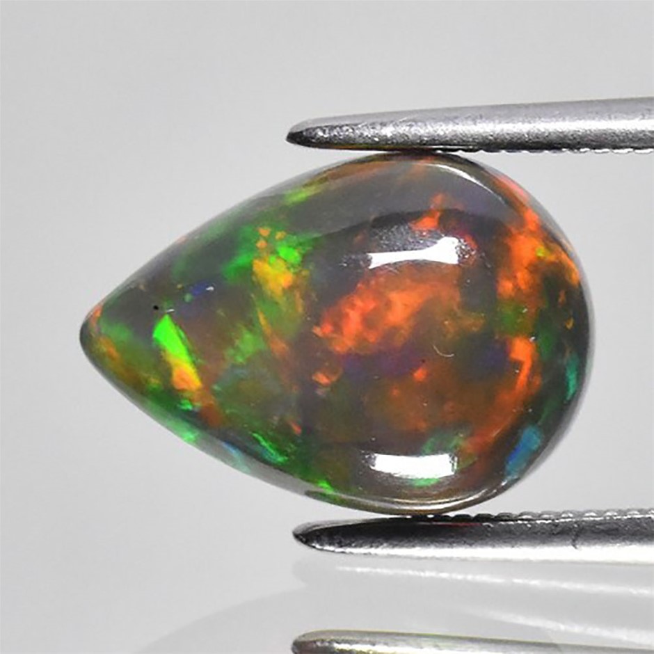2.23ct Pear Cabochon Cut Play-of-Color Black Opal Gemstone - 1Pc