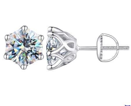 2.0ctw GRA Moissanite White Brilliant 925 Sterling Silver Earring-VVS1