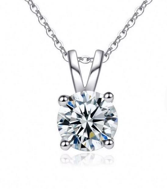 1.0ct GRA Moissanite White Brilliant 925 Sterling Silver Pendant-VVS1