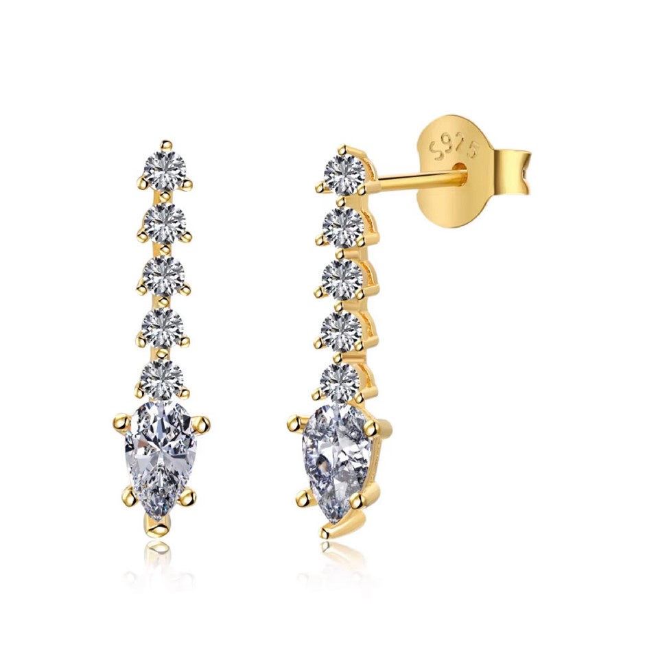 Pear 18K Gold Filled 925 Silver Simulated Diamonds Drop Earrings