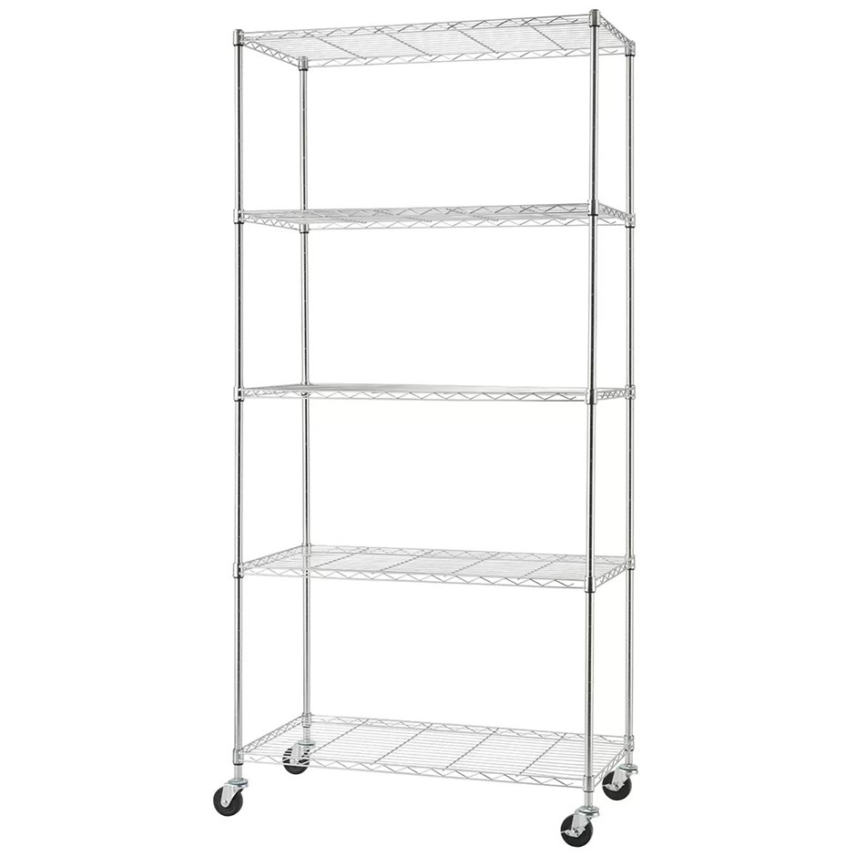 Trinity Basics EcoStorage 5 Tier Shelving Rack Chrome. NB: boxed