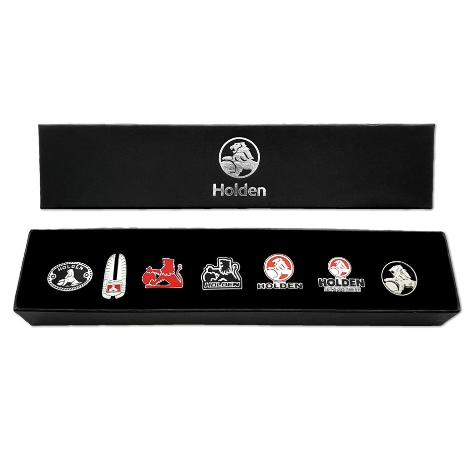 HOLDEN MOTORING SET OF 7 LOGO PIN COLLECTION SET IN PRESENTATION BOX