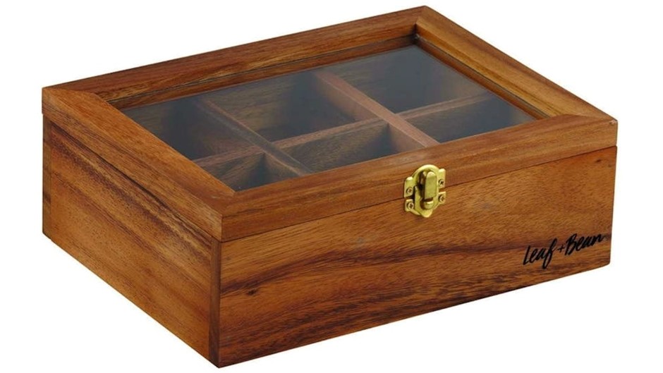 LEAF AND BEAN Acacia Wood Tea Box