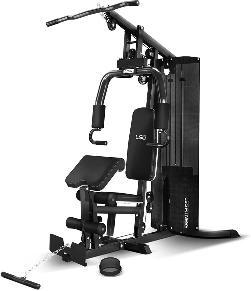 LSG Multi-Station Gym Station, 74Kg Weight Plates, Black, Model SSN-105. NB