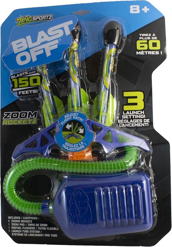 3 x ZING Zoom Rocketz Adjustable Air-Powered Rockets