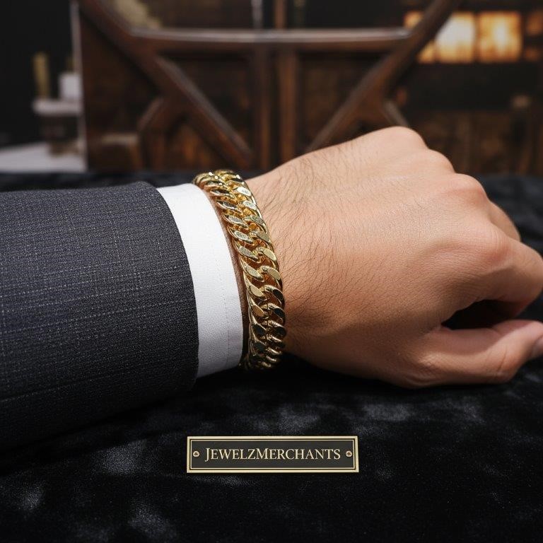 18K/ITALY Solid Yellow Gold Filled Bracelet -Quality Guarantee-21cm