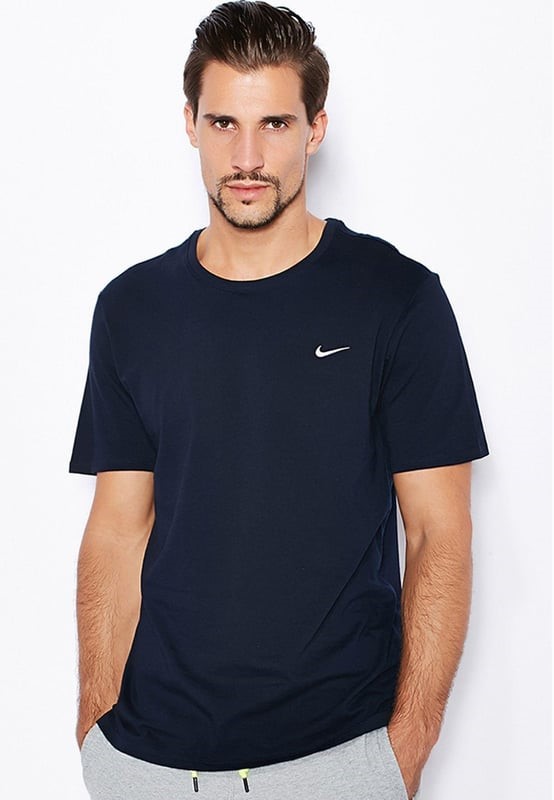 NIKE Men's Embroidered Swoosh Tee, Size M, 100% Cotton, Navy, 363277-44B. N