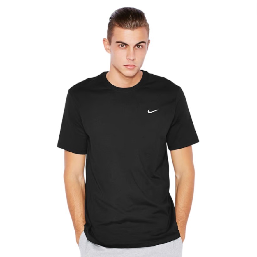 NIKE Men's Embroidered Swoosh Tee, Size M, 100% Cotton, Black, 363277-00A.