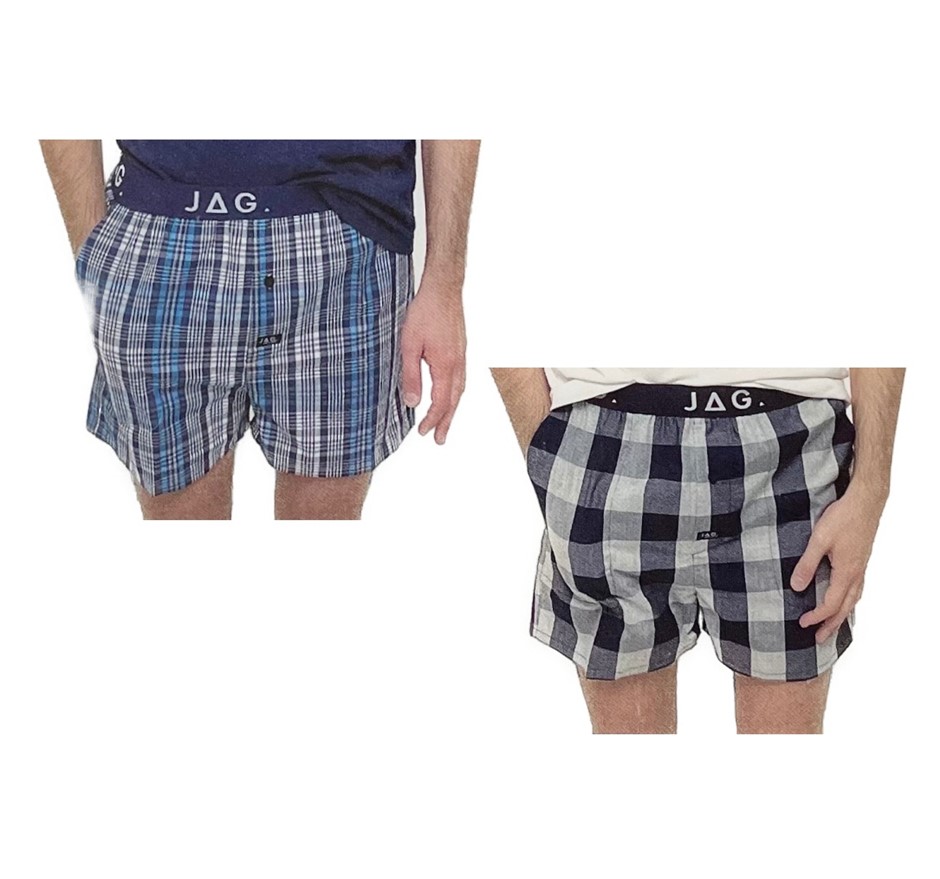 3 x JAG Men's Woven Sleep Boxers, Size 2XL, Assorted Colours, 107358.