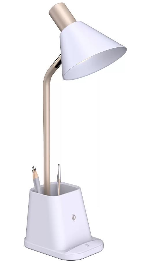SIMPLECOM LED Desk Lamp w/ Wireless Charger & Pen Holder, Model EL830. NB: