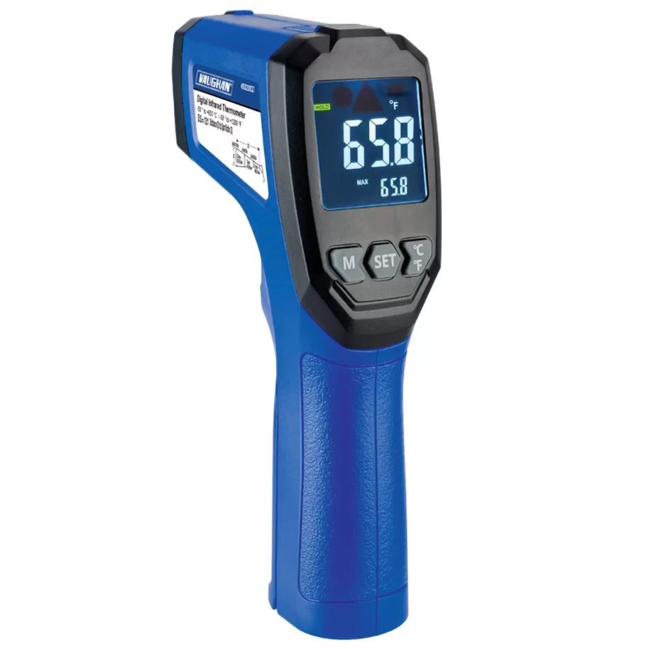 VAUGHAN Digital Infrared Thermometer, Blue. NB: Not in original packaging &