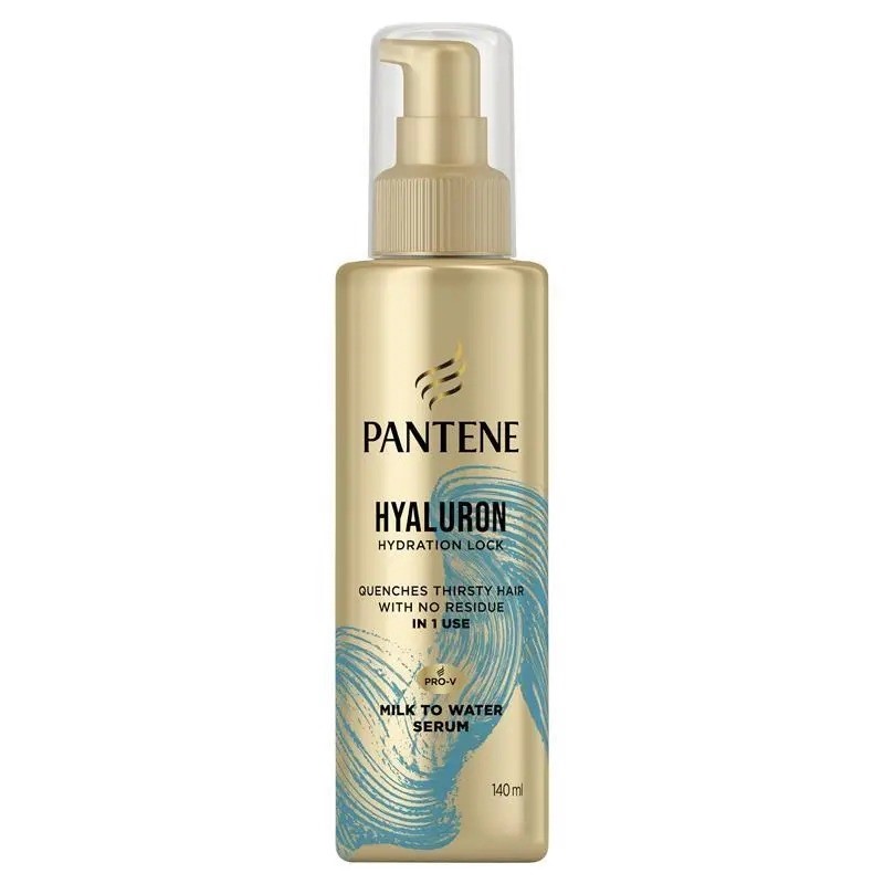 3 x PANTENE Hyaluron Leave-In Hair Serum, 140mL. NB: Slightly damaged packa