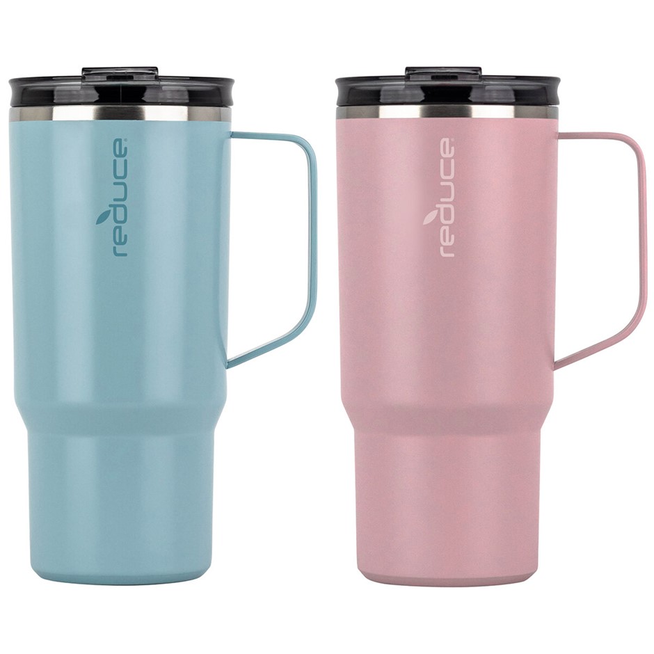 REDUCE 2 PACK Hot1 Travel Mugs, 710ml, Jave & Sage. NB: Not in original pac