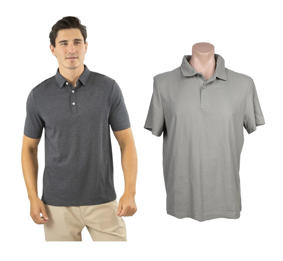 2 x Men's Polos, Size L, JACHS & 32DEGREES, Charcoal & Forest Fog, 1672511