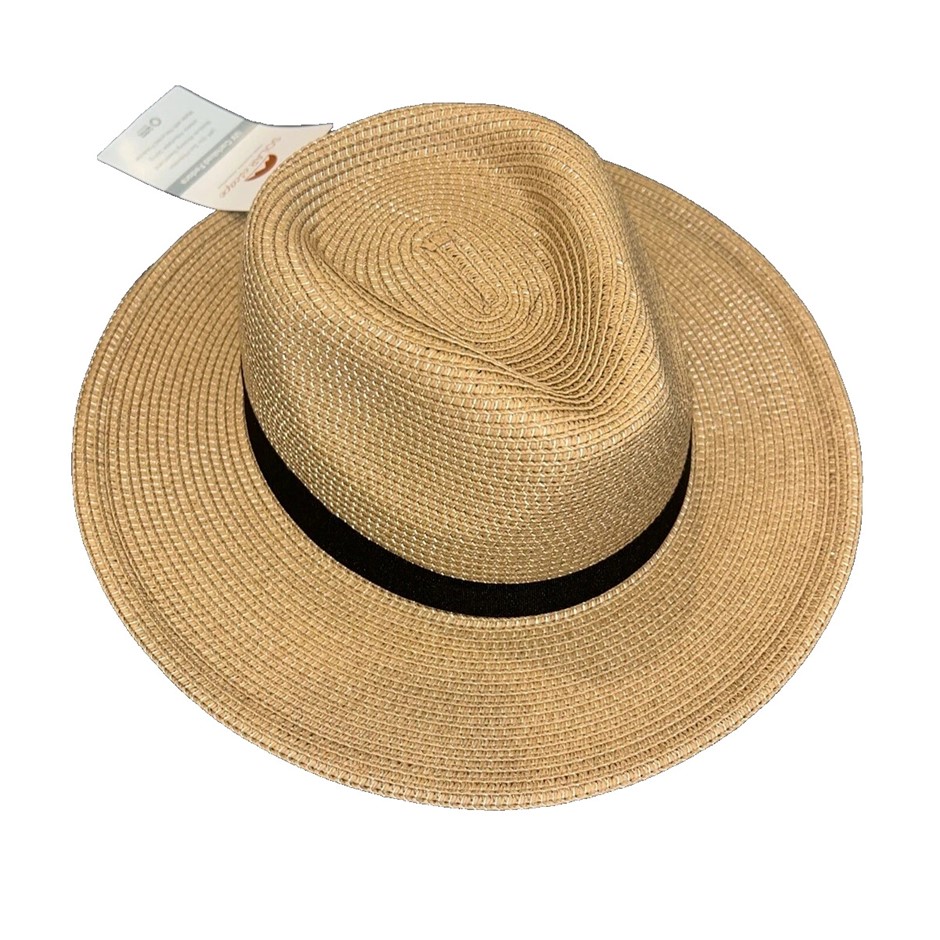 SOLAR ESCAPE UV Boardwalk Fedora, One Size, Beige. NB: shop soil.