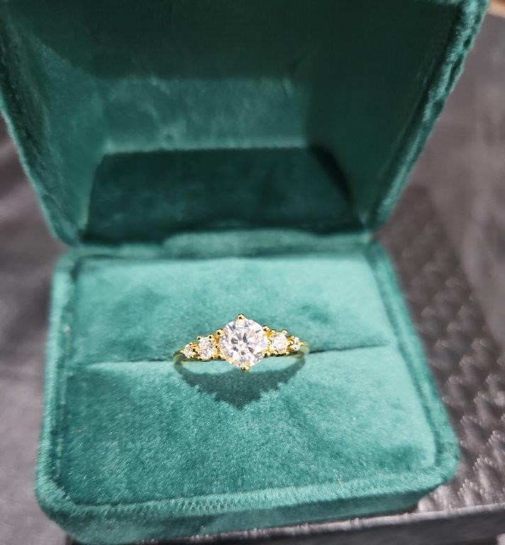 GRA Moissanite White 18k Solid Yellow Gold Vermeil Ring -7US