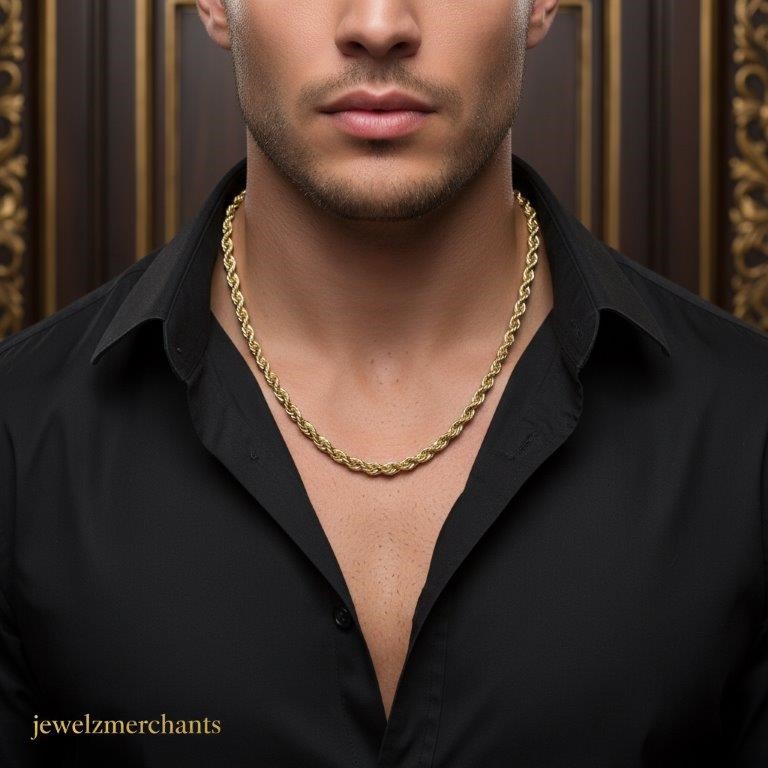 18k Italy Stamped Solid Heavy Yellow Gold Filled Rope Chain