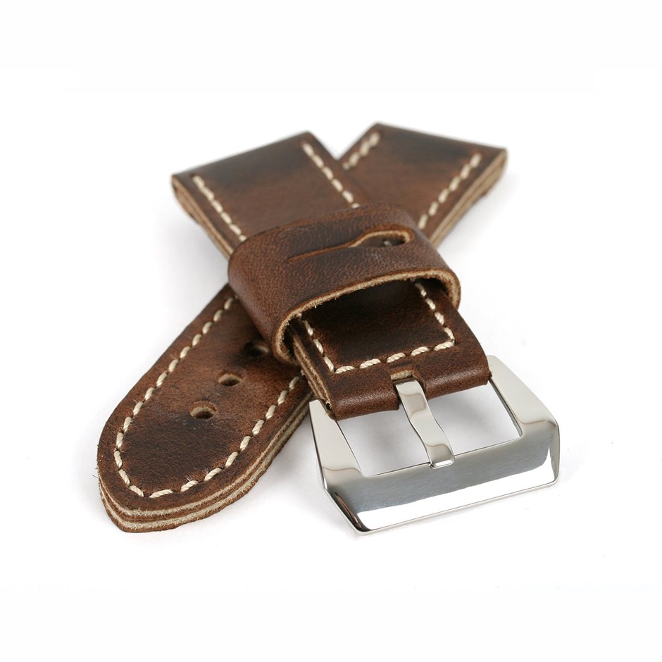 Brown Genuine Leather Ammo Strap with Buckle